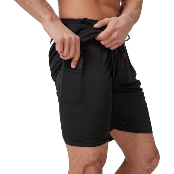 Puztloy Men's 2 in 1 Running Shorts Workout Athletic Training Gym Outdoor Sports Shorts