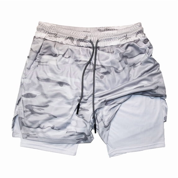 Men's 2 in 1 Shorts 7" Solid Color Compression Shorts Breathable Fitness and Leisure Sports Beach Pants