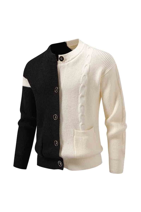 Men's 2 in 1 Sweaters Casual Long Sleeve Pullover Knit V Neck Sweater Casual Business Top Black XL