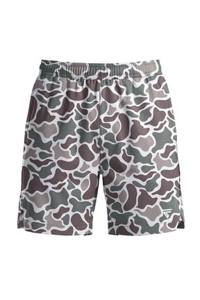 Men's 2-in-1 Swim Trunks with Compression Liner, Quick-Dry Stretch Fabric, Drawstring Waist, and Pockets, Shorts, Camo Duck XL