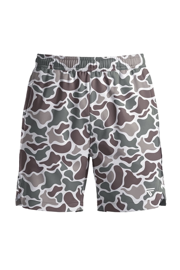 Men's 2-in-1 Swim Trunks with Compression Liner, Quick-Dry Stretch Fabric, Drawstring Waist, and Pockets, Shorts, Camo Duck XL