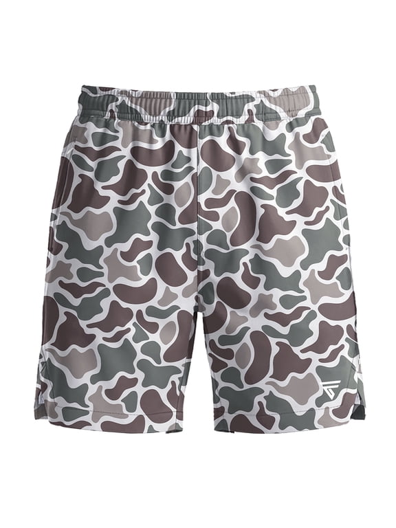 Men's 2-in-1 Swim Trunks with Compression Liner, Quick-Dry Stretch Fabric, Drawstring Waist, and Pockets, Shorts, Camo Duck XL