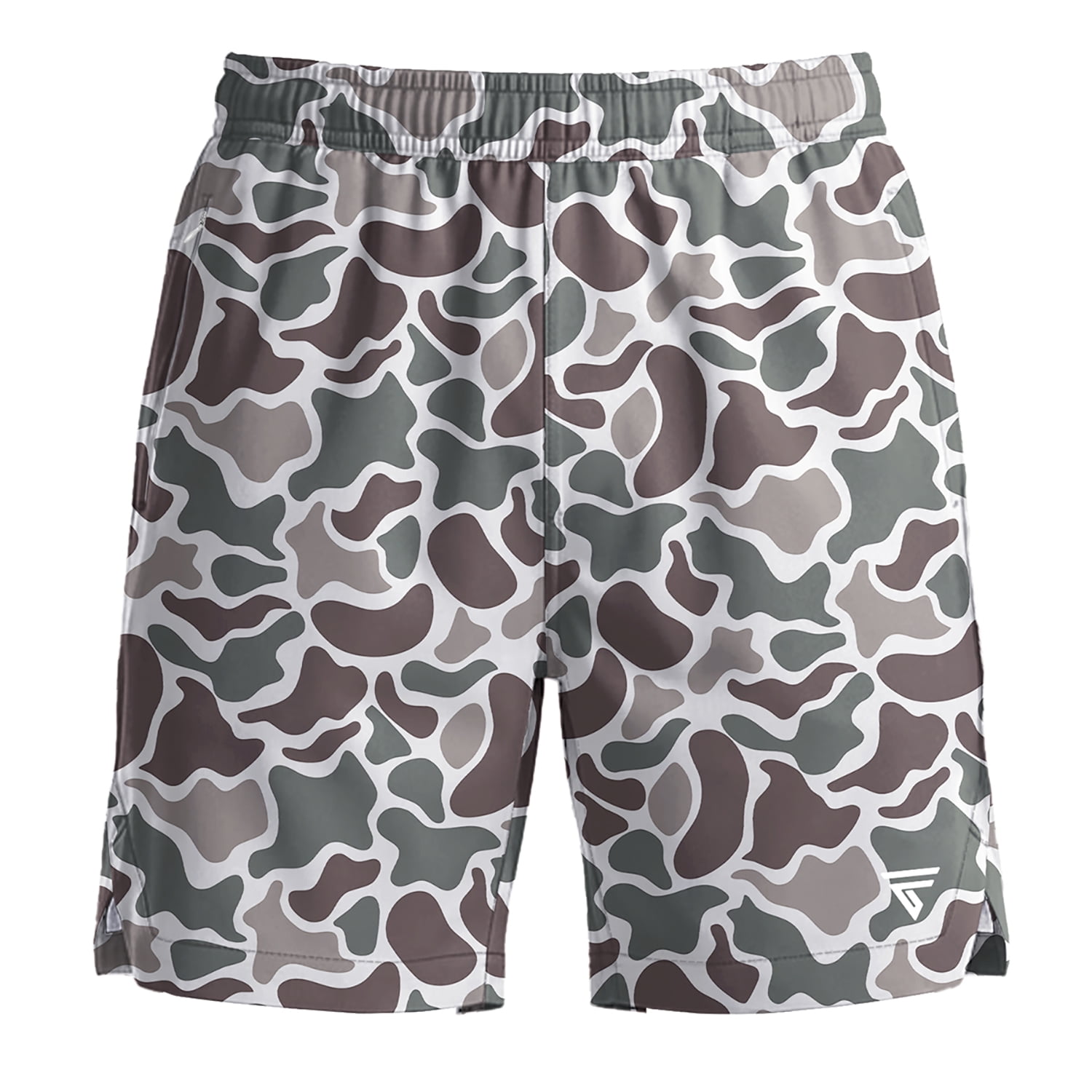 MINOUVA Men's 2-in-1 Swim Trunks with Compression Liner, Quick-Dry Stretch Fabric, Drawstring Waist, and Pockets, Shorts, Camo Duck XL