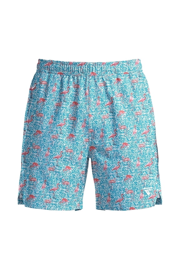 Men’s 2-in-1 Swim Trunks with Compression Liner, Quick-Dry Stretch Fabric, Drawstring Waist, and Pockets - Beach, Swimming, and Active Wear - Flamingo M