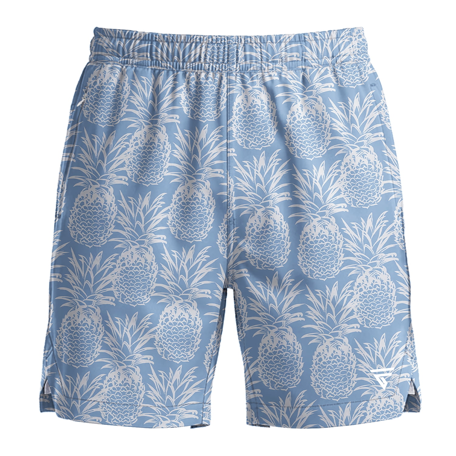 Men’s 2-in-1 Swim Trunks with Compression Liner, Quick-Dry Stretch Fabric, Drawstring Waist, and Pockets - Beach, Swimming, and Active Wear - Pineapple L
