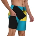 thumbnail image 1 of Men's 2 in 1 Swim Trunks with Compression Liner Bahamas Flag Quick Dry Beach Shorts, 1 of 6