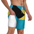 thumbnail image 1 of Men's 2 in 1 Swim Trunks with Compression Liner Bahamas Flag Quick Dry Beach Shorts, 1 of 6