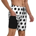 thumbnail image 1 of Men's 2 in 1 Swim Trunks with Compression Liner Black Polka Dot Pattern Quick Dry Beach Shorts, 1 of 6
