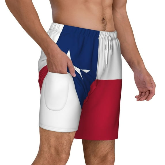 Men's 2 in 1 Swim Trunks with Compression Liner Colorado Texas Flag Quick Dry Beach Shorts