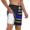 thumbnail image 1 of Men's 2 in 1 Swim Trunks with Compression Liner Distressed Police Style Flag Quick Dry Beach Shorts, 1 of 6