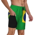 thumbnail image 1 of Men's 2 in 1 Swim Trunks with Compression Liner Flag Of Brazil Quick Dry Beach Shorts, 1 of 6