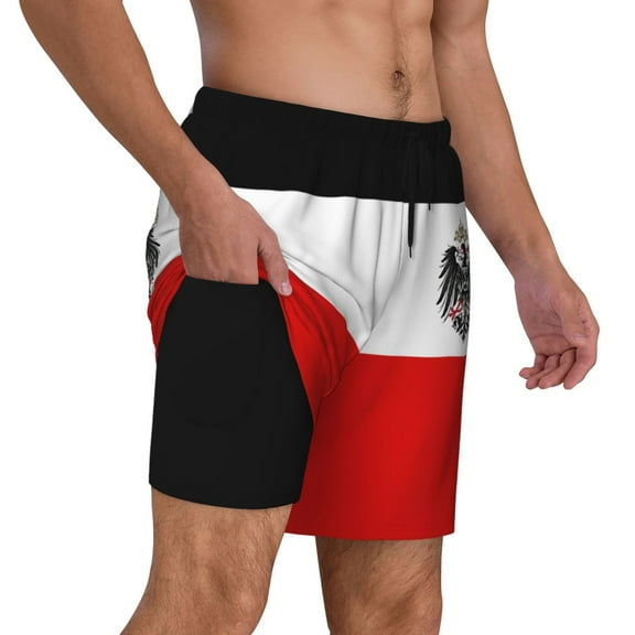 Men's 2 in 1 Swim Trunks with Compression Liner Flag Of The German Empire Quick Dry Beach Shorts