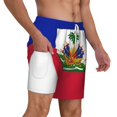 thumbnail image 1 of Men's 2 in 1 Swim Trunks with Compression Liner Haitian Flag Quick Dry Beach Shorts, 1 of 6
