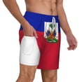 thumbnail image 1 of Men's 2 in 1 Swim Trunks with Compression Liner Haitian Flag Quick Dry Beach Shorts, 1 of 6