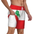thumbnail image 1 of Men's 2 in 1 Swim Trunks with Compression Liner Lebanese Flag Quick Dry Beach Shorts, 1 of 6
