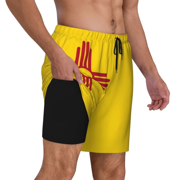Men's 2 in 1 Swim Trunks with Compression Liner New Mexico Quick Dry Beach Shorts