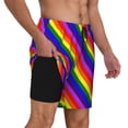 thumbnail image 1 of Men's 2 in 1 Swim Trunks with Compression Liner Pride Rainbow Flag Quick Dry Beach Shorts, 1 of 6