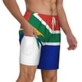 thumbnail image 1 of Men's 2 in 1 Swim Trunks with Compression Liner South African Flag Quick Dry Beach Shorts, 1 of 6