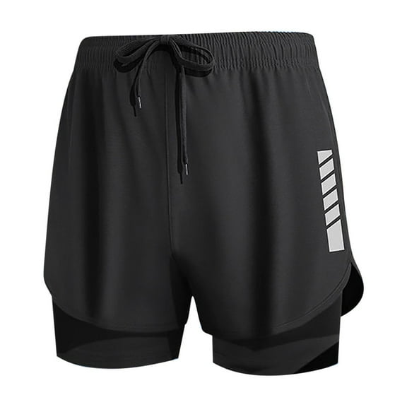 Men's 2 in 1 Workout Summer Beach Gym Shorts Stretch Beach Swimwear Bathing Suits with Compression Liner