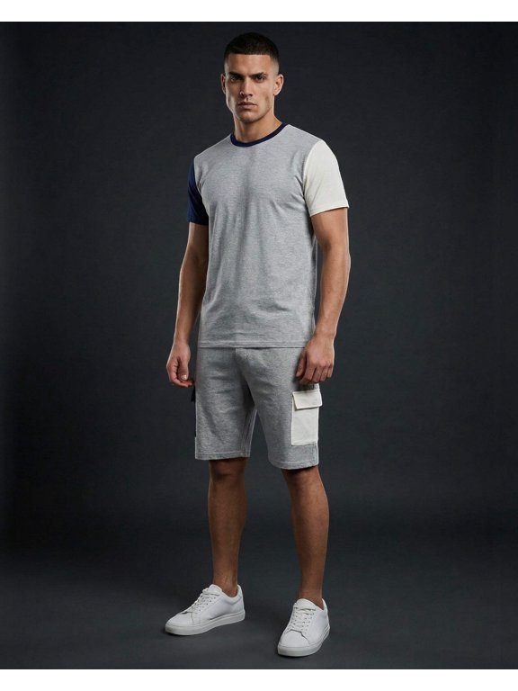 Men’s 2-piece Short Set Crew neck T-Shirt with Matching Cargo Shorts