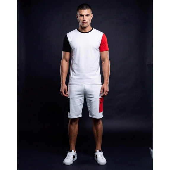 Men’s 2-piece Short Set Crew neck T-Shirt with Matching Cargo Shorts
