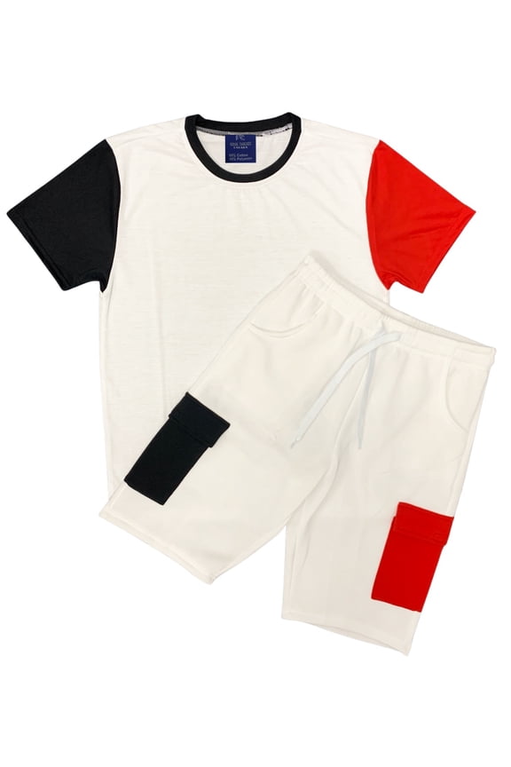 Men’s 2-piece Crew neck T-Shirt with Matching Cargo Shorts Set