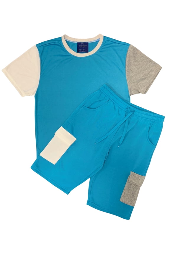 Men’s 2-piece Crew neck T-Shirt with Matching Cargo Shorts Set