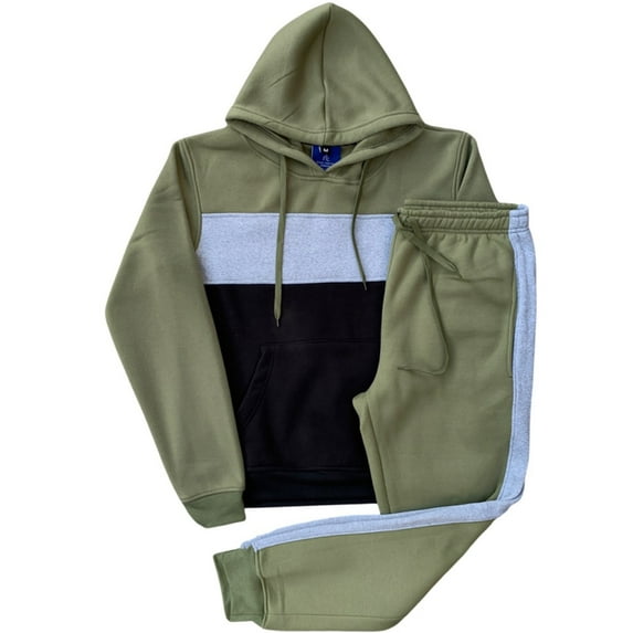 Men’s 2-piece Winter Fleece Sweatsuit Pullover Hoodie & Jogger Sweatpants