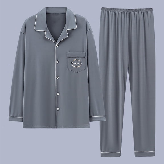 Men's 2024 Autumn/Winter Loose Collar Long Sleeve Pajama Set