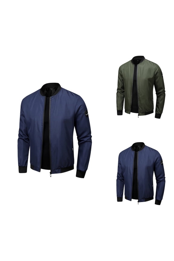 Men's 2024 Autumn Winter Solid Color Warm Casual Leather Jacket – Long Sleeve Zipper Coat with Pockets