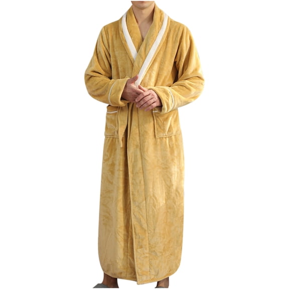 Men's 2024 Couples Soft Robe Shawl Collar Fluffy Fleece Bathrobe Long Flannel Robe Plush Long Bathrobe Sleepwears