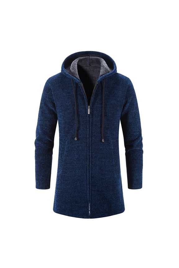 Men's 2024 Hoodie Jacket Premium Chenille Hooded Coats Zip Fleece Sherpa Lined Plus Size Warm Winter Loose Overcoat
