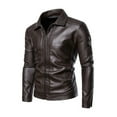 thumbnail image 1 of Men's 2024 Korean Style Casual Leather Jacket Trendy Lapel Coat for Fashionable Outerwear, 1 of 1