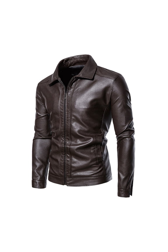 Men's 2024 Korean Style Casual Leather Jacket Trendy Lapel Coat for Fashionable Outerwear