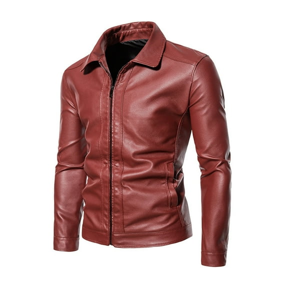 Men's 2024 Korean Style Casual Leather Jacket Trendy Lapel Coat for Fashionable Outerwear