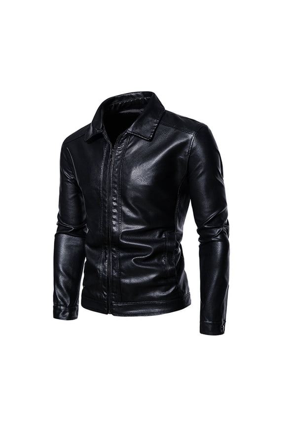 Men's 2024 Korean Style Casual Leather Jacket Trendy Lapel Coat for Fashionable Outerwear