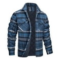 thumbnail image 1 of Men's 2024 Winter Plaid Long Sleeve Button Front Jacket Drop Shoulder Coat Flannel Plaid Lapel Snap Button Jackets, 1 of 5