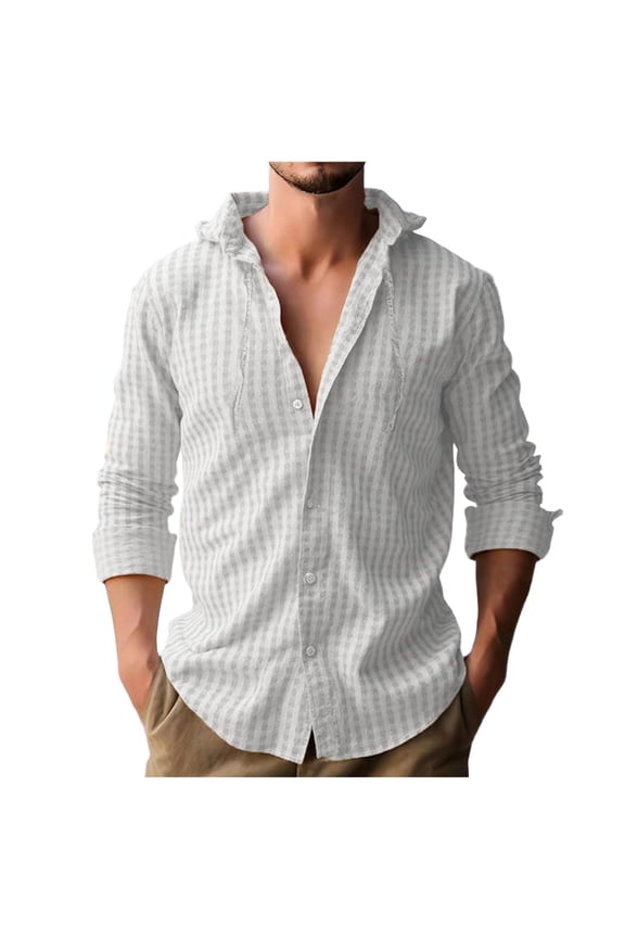 Men's 2025 Fall Plaid Hoodie Hooded Button Down Long Sleeve Lightweight Gingham Beach Sweatshirt Jacket