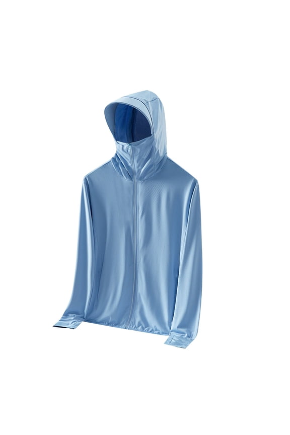Men's 2025 Lightweight Sun Protection Hoodie – UPF 50+ Full-Zip Jacket with Face Mask & Pockets for Hiking, Fishing & Outdoor Adventures
