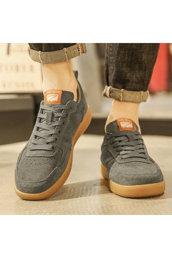 Men's 2025 New - Low-Top Sneakers Compatible for - Retro Round-Toe Lace-Up Shoes with Upper & Rubber Sole, Casual Athletic Wear for Outdoor, Daily Use (Solid Color) - -Terrain Comfortable Fit