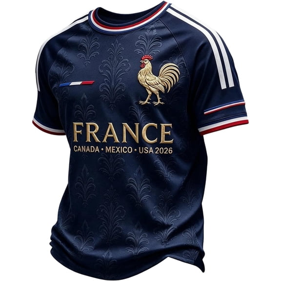 Men's 2026 France Soccer Jerseys, France National Team Fan International Soccer Jersey, Casual Football Top for Game Day & Watch Party