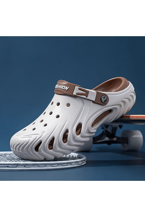 Men’s 2026 Hole-Punch Clogs – Thick Sole Closed-Toe Beach Slides, Summer Outdoor Casual Breathable Slip-On Shoes