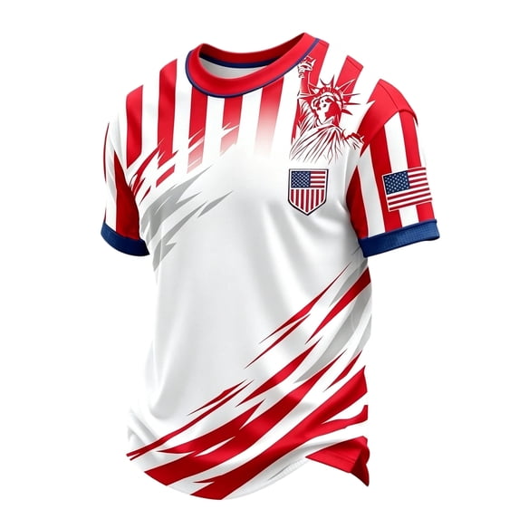 Men's 2026 USA Short Sleeve Soccer Jersey Shirts Patriotic US Flag Graphic Crew Neck T Shirt, Casual Retro Street Football Fan Apparel
