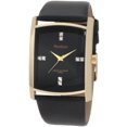 thumbnail image 1 of Men's 204604BKGPBK Swarovski Crystal Accented Gold-Tone Black Leather Strap Watch, 1 of 3