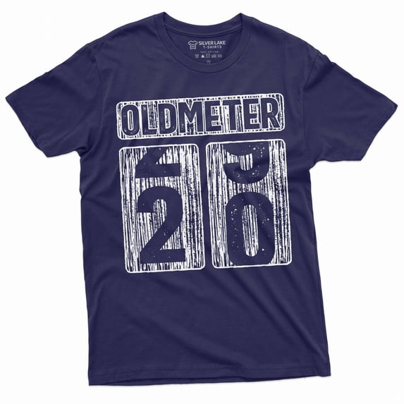 Men's 20th Birthday celebration T-shirt Funny Tee Oldmeter Odometer age humorous gift Tee shirt (Medium Navy Blue)