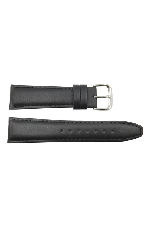 Men's 22mm Black Genuine Leather Tapered Edge Replacement Watch Band