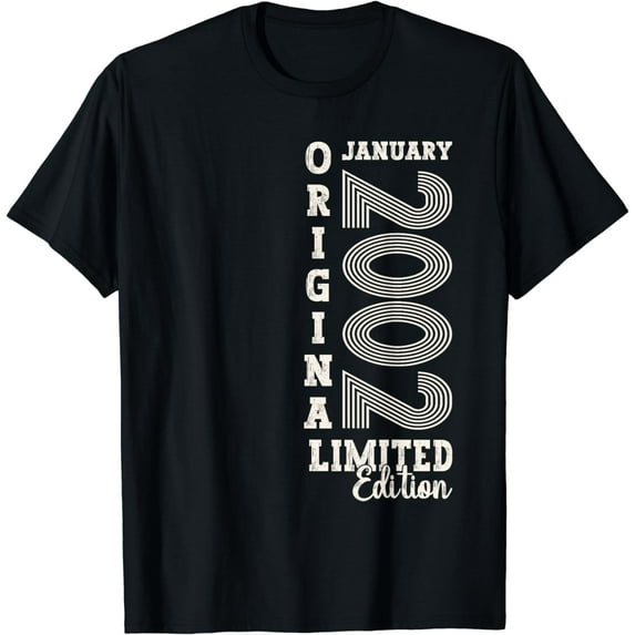 Men's 22th Birthday Original January Vintage 2002 T-Shirt