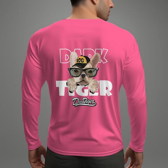 Men's 230g 100% Pet French Pitbull Graphic Design Long Sleeve T-Shirt