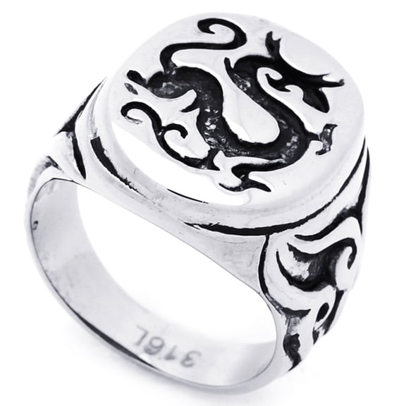 Men's 23MM Stainless Steel Antique Dragon Ring For Men (Size 9 to 15) Size 14