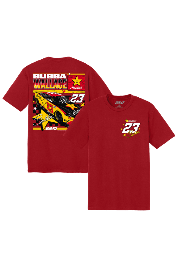 Men's 23XI Racing Red Bubba Wallace #23 Hardee's T-Shirt